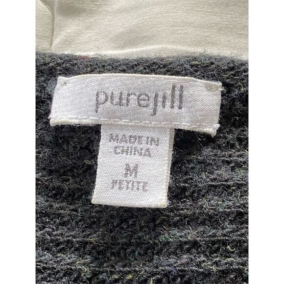 Pure Jill By J. Jill Boxy Oversized Pullover Sweater Elbow Sleeve Gray Petite M - Picture 3 of 13
